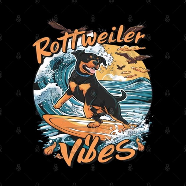 Wave Rider Rottweiler Dog Surfing Adventure by coollooks