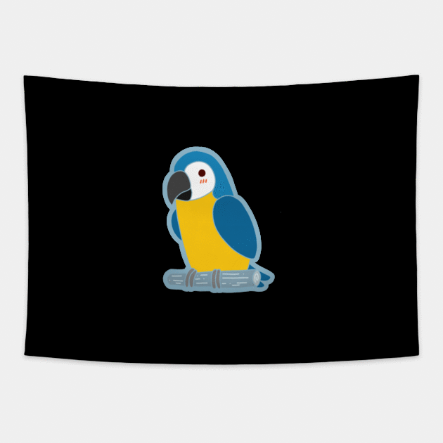 Cute Parrot - Blue & Yellow Tapestry by vpessagno