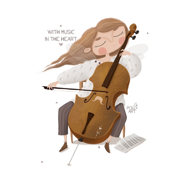 Cello. With music in the heart by PollyArt