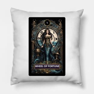 The Wheel Of Fortune Mermaid Tarot Card Pillow