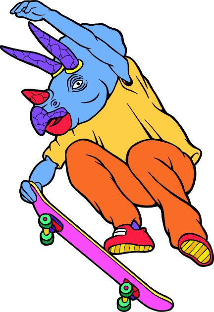 Skate Triceratops Kids T-Shirt by Woah_Jonny