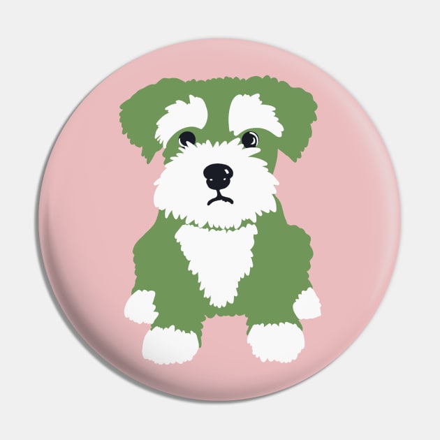 Little Green Miniature Schnauzer Puppy on Dark Blue Background Pin by NattyDesigns