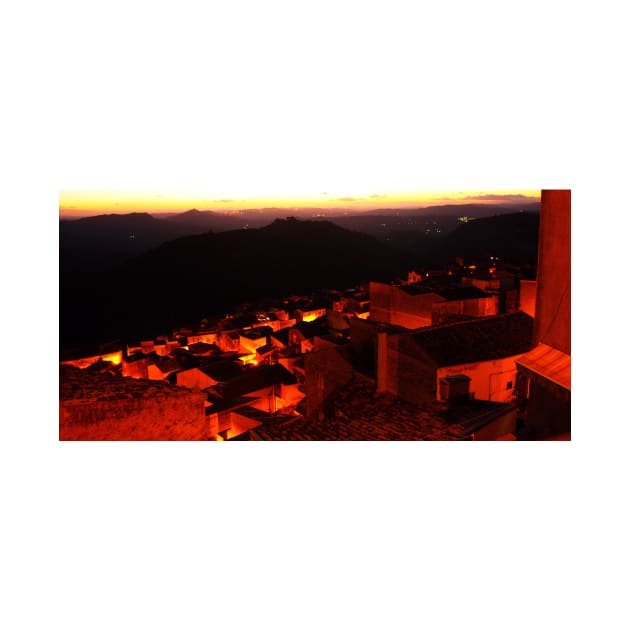 Sunset over the Roofs of  Calascibetta, Sicily 2012 by IgorPozdnyakov