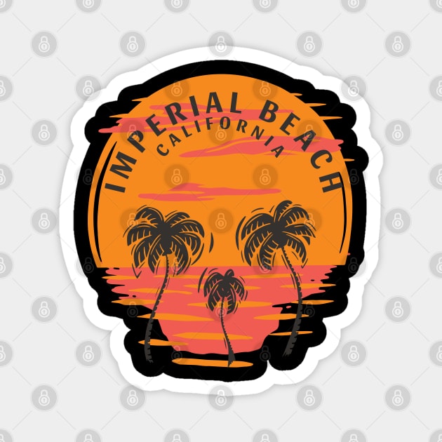 Imperial Beach California Sunset Skull and Palm Trees Magnet by Eureka Shirts