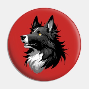 Stunning and Cool Belgian Sheepdog Monochrome and Gold Portrait for Father's Day Pin