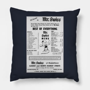 Mr. Swiss Restaurant Chain Menu Pillow