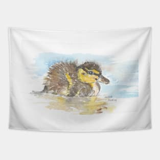 Mallard duckling watercolour Tapestry