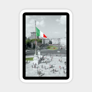 Piazza Venezia in Roma, Italy with colors red, white and green Magnet