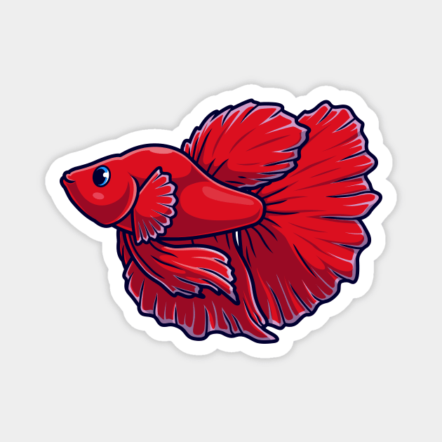 Cute Guppy Betta Fish Cartoon Vector Icon Illustration Magnet by Catalyst Labs