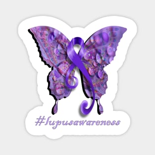 Lupus Awareness, Beautiful Butterfly Purple Ribbon Support A Cure for Lupus Magnet