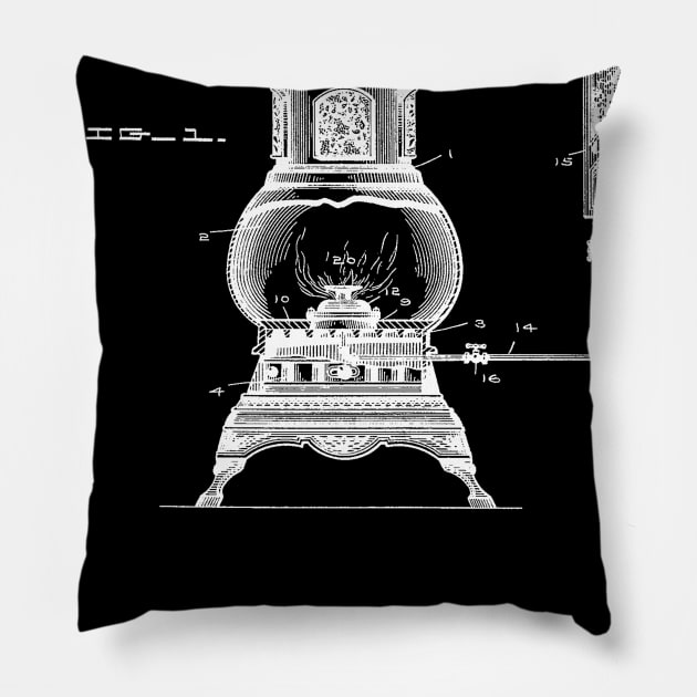 old burner Vintage Patent Hand Drawing Pillow by TheYoungDesigns