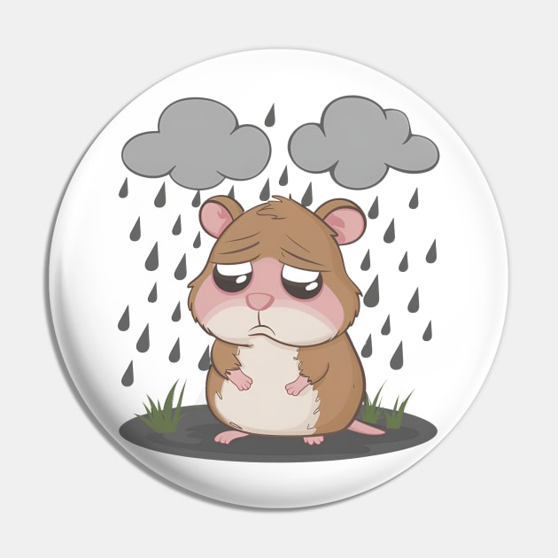 Sad Hamster in The Rain Pin by RazorDesign234