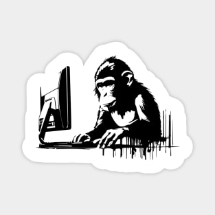 monkey plays computer Magnet