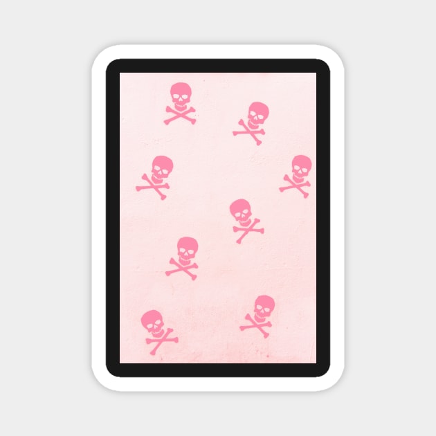 Pink Skulls and Bones Magnet by mooonthemoon