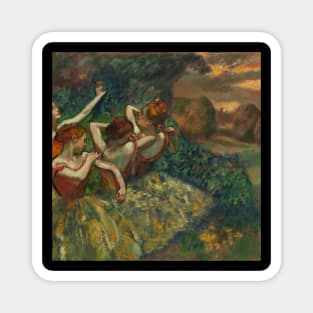 Edgar Degas Four Ballerina Dancers Orange Autumn fall Gift For art admirer Magnet