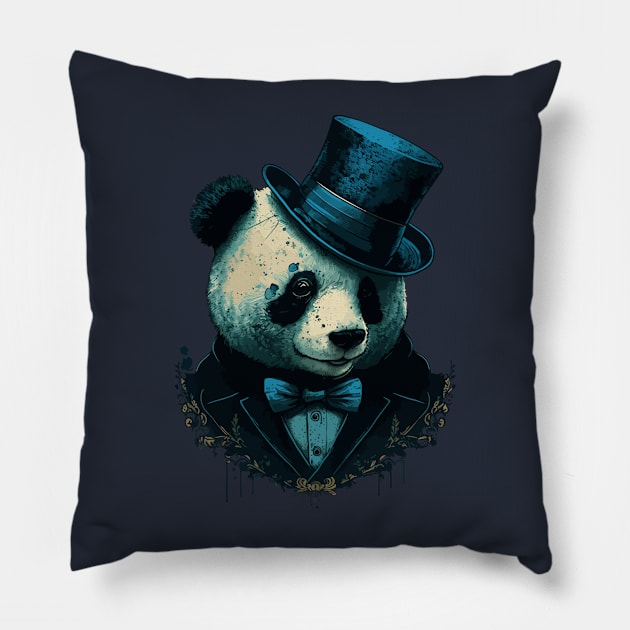 Panda wearing Top Hat Pillow by K3rst