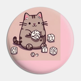 Pusheen cat playing dice Pin