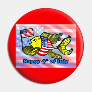 Happy 4th of July-Red White Blue fish Pin