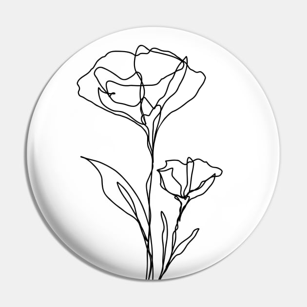 Wildflower Line Art | Botanical Elegant Floral Leaf Design Pin by RachelFCreative