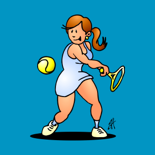 Tennis girl hitting a backhand T-Shirt