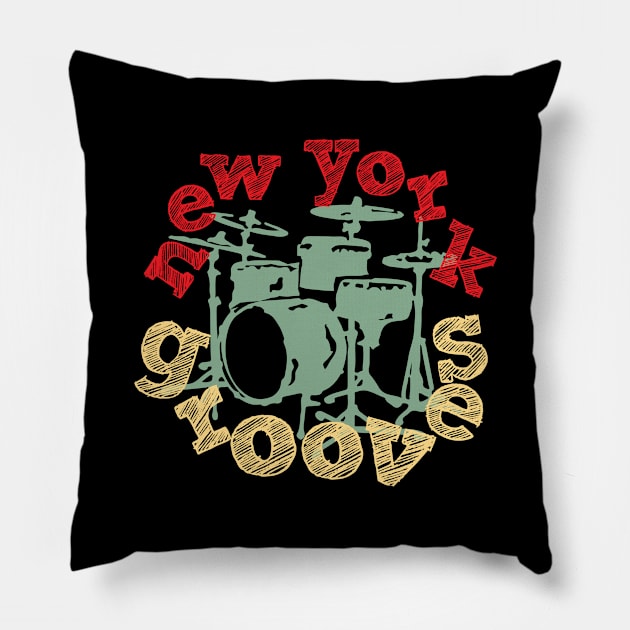 New York Grooves - Fancy Drums Pillow by jazzworldquest