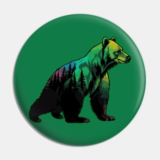 Bear Forest Double Exposure Pin