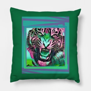 Tiger Growl (striped frame) Pillow