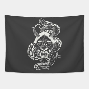 White hannya snake Tapestry