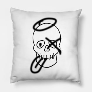 Skull graffiti - Black and White Pillow