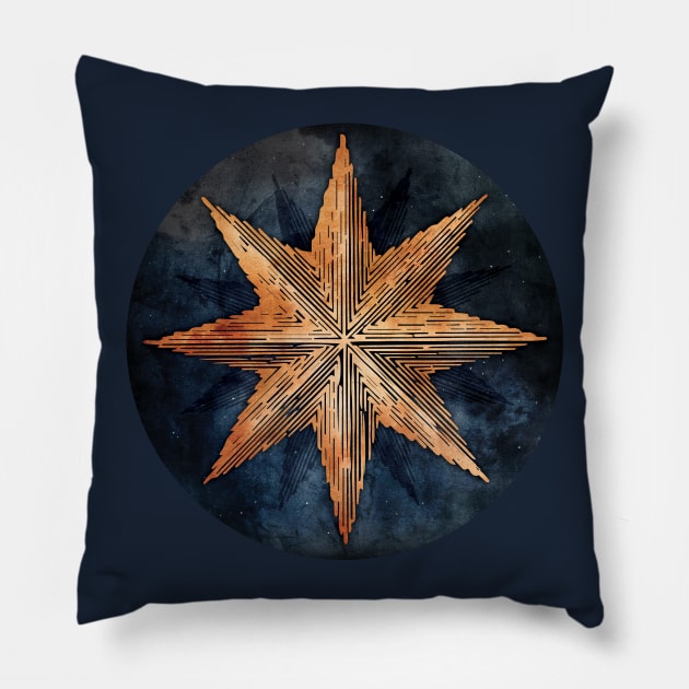 Star of Night - Nautical Compass Star Pillow by directdesign