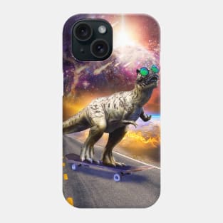 Dinosaur With Sunglasses On Skateboard In Space Phone Case