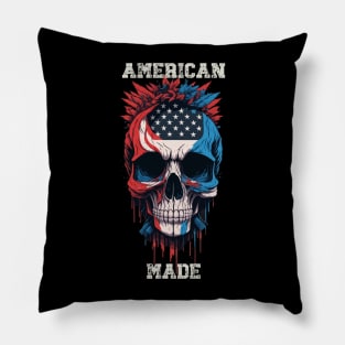 American Flag 4th of July Patriot Skull Pillow