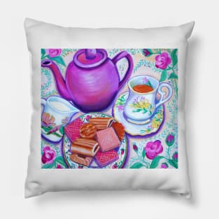 Pink Tea with Roses Pillow