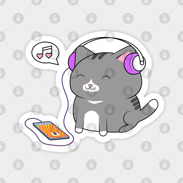 Cat listening to tunes Magnet by Ahhhvocadoh