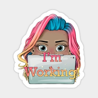 Reva Prisma I'm working face emoji Magnet