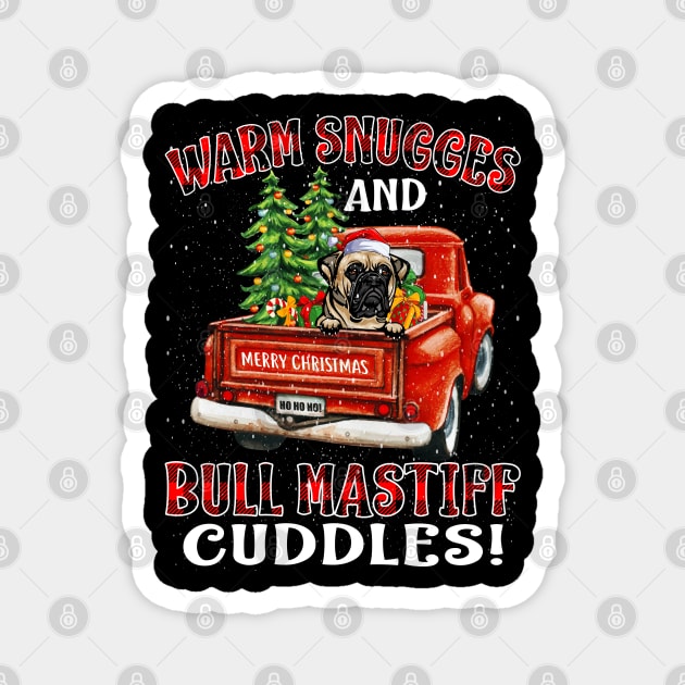 Warm Snuggles And Bull Mastiff Cuddles Ugly Christmas Sweater Magnet by intelus