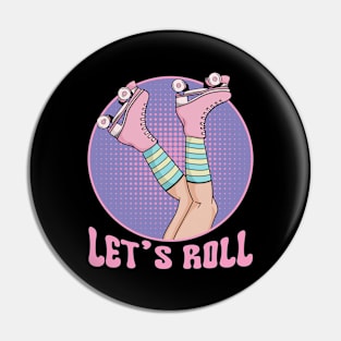 Roller Girl Skater Retro 70s and 80s Skating Girls Pin