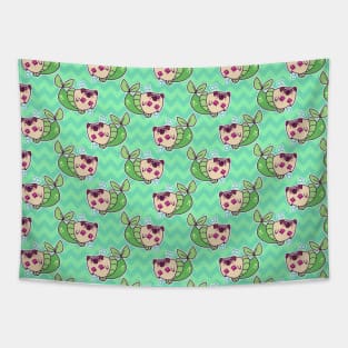 Mermaid Pug Chevron Pattern Tapestry