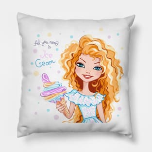 Cute fashionable girl with Ice Cream Pillow