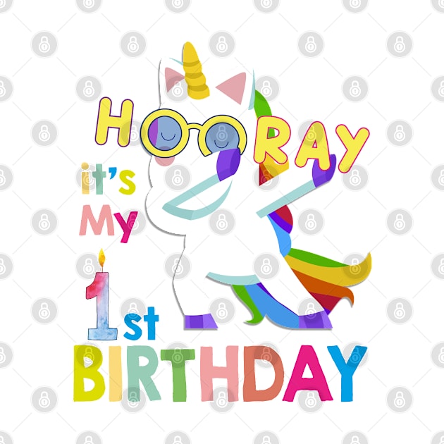 First birthday 1st birthday dabbing unicorn hooray by zrika