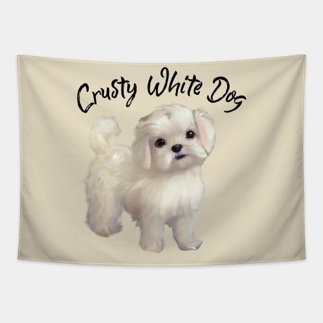 Just A Cute Little Crusty White Dog with Fluffy Curly Hair Tapestry by Mochabonk