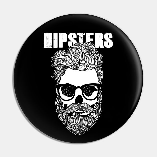 Funny Hipster Skulls 80's Retro Punk Hipster Skull Pin by BoggsNicolas