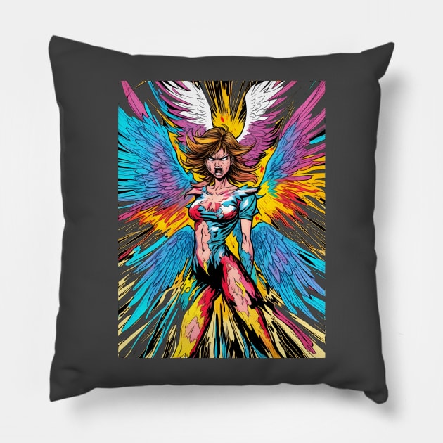 Powerful and angry guardian angel Pillow by Terror-Fi