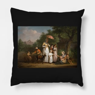 A Noble Family Distributing Alms in a Park - Mattheus Ignatius van Bree Pillow