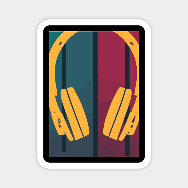 Retro Music DJ Headphones Magnet by maxcode