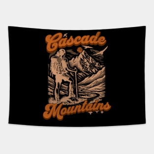 Cascade Mountains Graphic, North Cascades Hiking, Camping Lover Gift, Vacation Holiday Forest for him her woman Tapestry