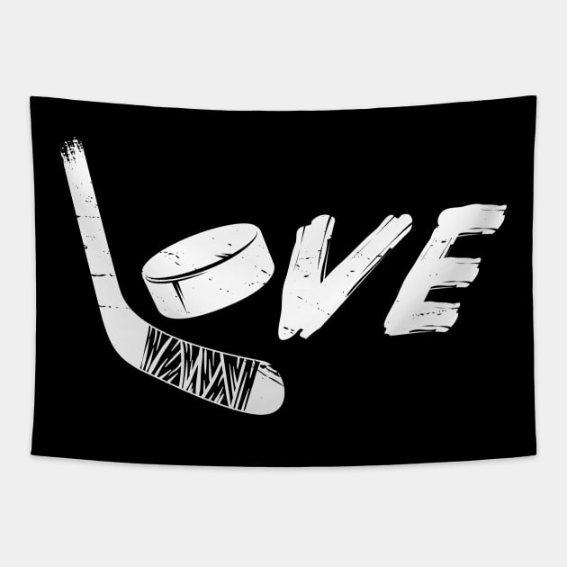 Hockey Love Ice Hockey Player Tapestry by White Martian