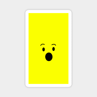 Cute Funny Wow Smiley Face Line Art Yellow Emoji Magnet