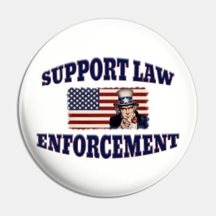 Uncle Sam on American Flag Support Law Enforcement Pin