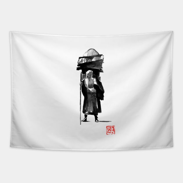 posing monk Tapestry by pechane